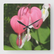 Coeur floral saignant - horloge murale Carré