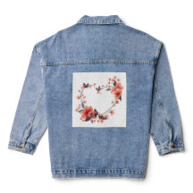 Coeur Flower Femme Mode Denim Veste