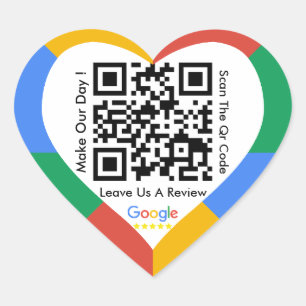 Cœur Google Review Link QR Code Coeur Sticker