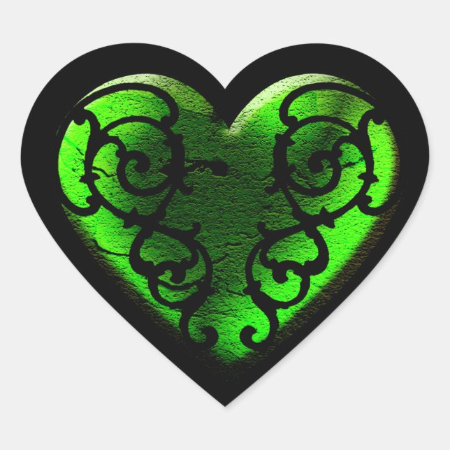 Cœur Goth St. Patrick's Day Sticker Coeur Vert (Devant)