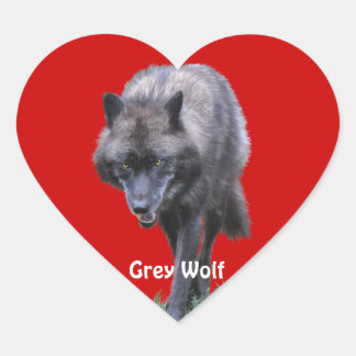 Cœur GRAY WOLF Wildlife Heart Sticker Collection