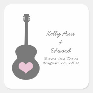 Coeur guitare gris/rose Économisez les stickers Da