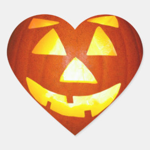 Cœur Halloween Jack-o'-lantern Citrouille Heart Sticker