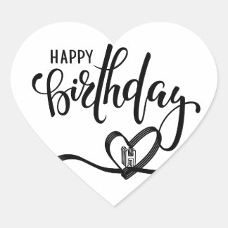 Cœur Happy Birthday Script Sticker