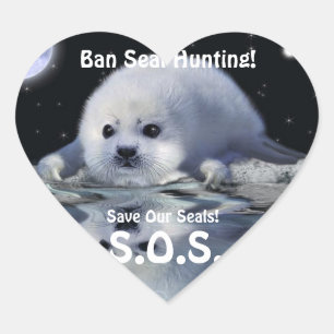Cœur HARP SEAL Anti Seal Hunt Wildlife Heart Sticker