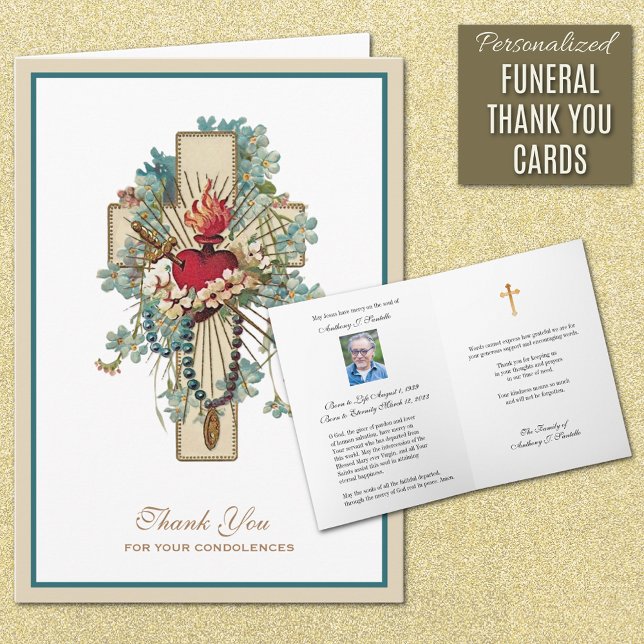 Coeur immaculé Marie Sympathie catholique Merci (Traditional Catholic Immaculate Heart of Mary Funeral Thank you Card)