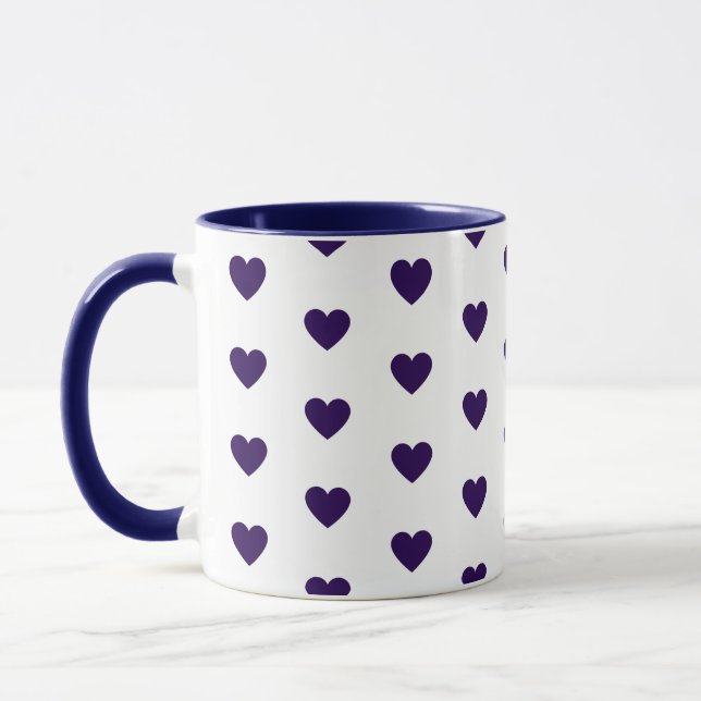 Coeur imprimé tasse de café bleu et blanc (Gauche)