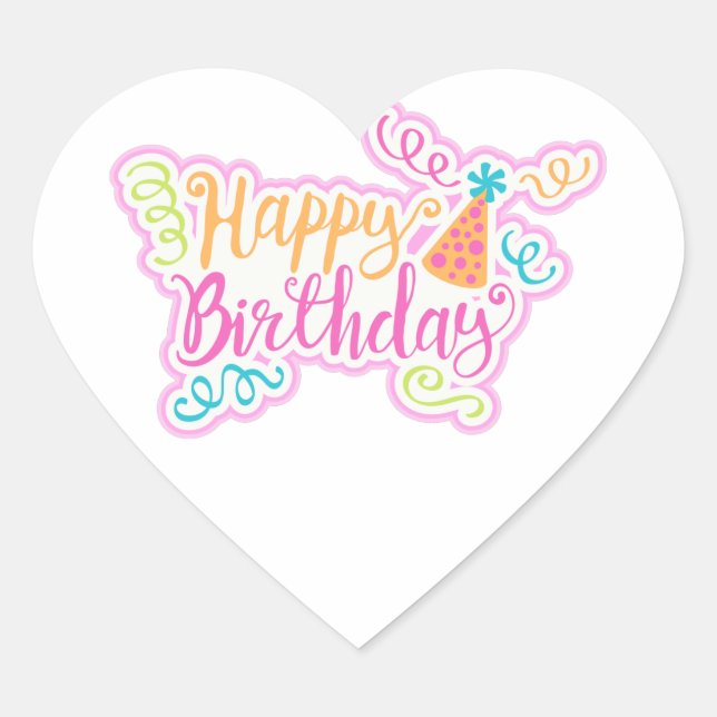Cœur Joyeux Anniversaire Coeur Sticker (Devant)