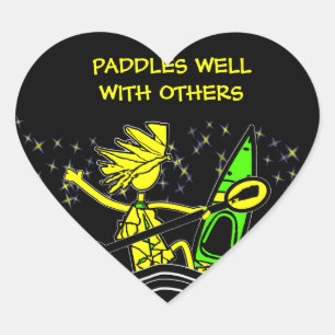 Cœur Kayak Paddle Bien Avec D'Autres Sticker Rond