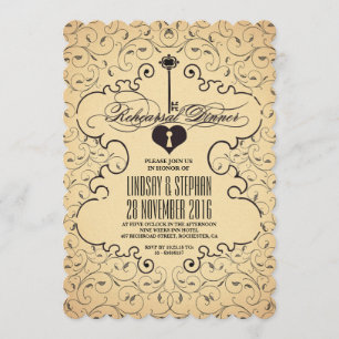 Coeur Key Vintage Rehearer Dîner Invitation