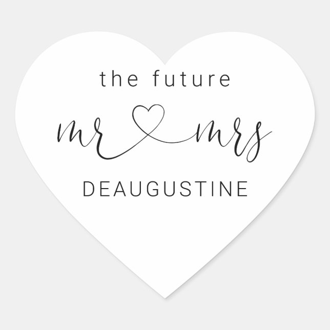 Cœur L'avenir Sticker Mariage M. et Mme Heart (Devant)
