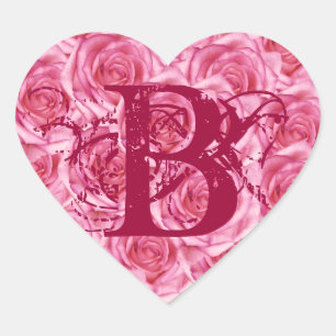 Cœur LETTRE MONOGRAPHIQUE B Sticker Roses Roses Roses R