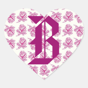 Cœur LETTRE MONOGRAPHIQUE B Sticker Roses Roses Roses R
