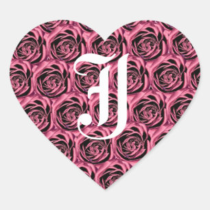 Cœur LETTRE MONOGRAPHIQUE J ROSE Sticker coeur Roses