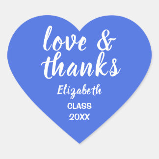 Cœur Love and Thanks Navy Blue Graduation Sticker