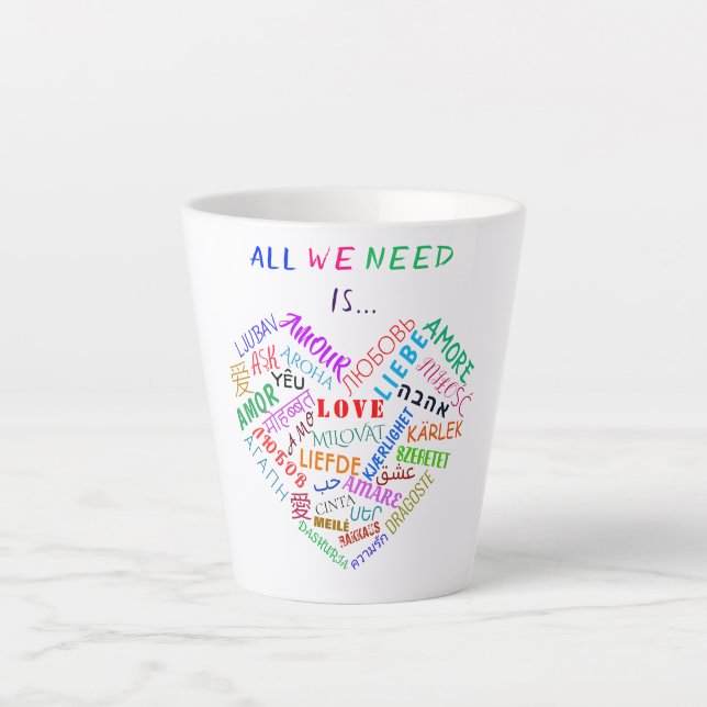 Coeur Love Texte Latte Mug (Devant)