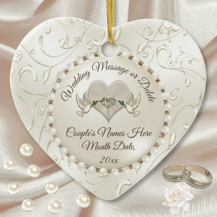 Coeur, Mariage ornements de Noël Personnalisé