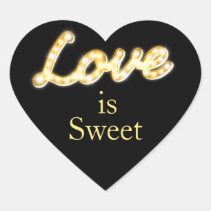 Cœur Marquee Lights Love is Sweet Sticker noir