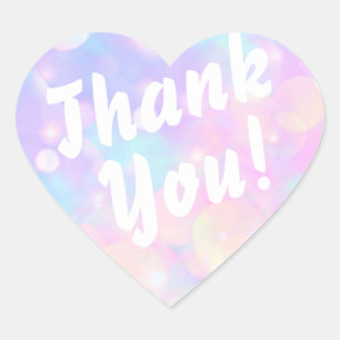 Cœur Merci! Bulles sur Sticker Coeur Rose