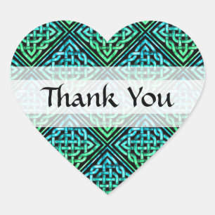 Cœur Merci Celtic Knot - Bleu Green Heart Sticker