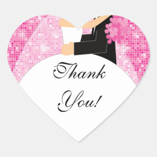 Cœur Merci Fête des mariées Sticker Bride Groom rose