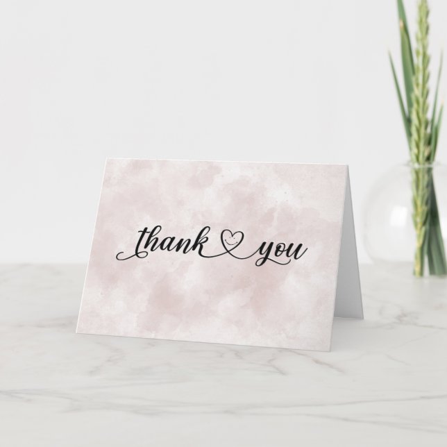 Coeur Merci Souriant Sur Aquarelle Rose (Devant)