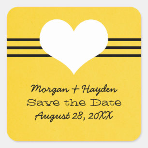 Coeur moderne Enregistrer les stickers Date, Jaune