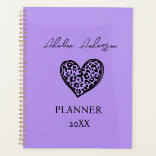 Coeur Motif Lavender Purple et Black Leopard