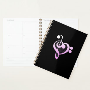 Coeur musicien de musique rose