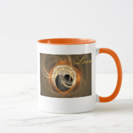 Coeur noir et fractale d'or avec Mug d'amour