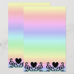 Coeur noir et Lily sur la papeterie arc-en-ciel