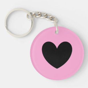 Coeur noir sur coton bonbon rose