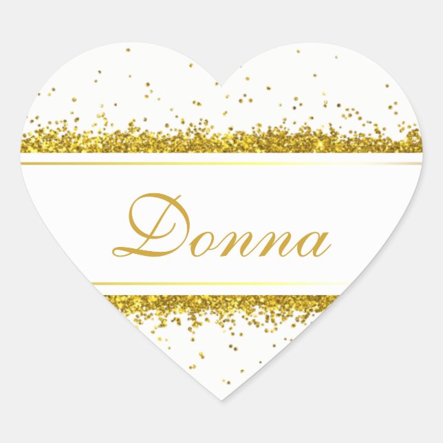 Cœur Nom Confetti de Parties scintillant d'or - Sticker (Devant)
