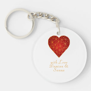 Coeur or géométrique moderne et amour rouge
