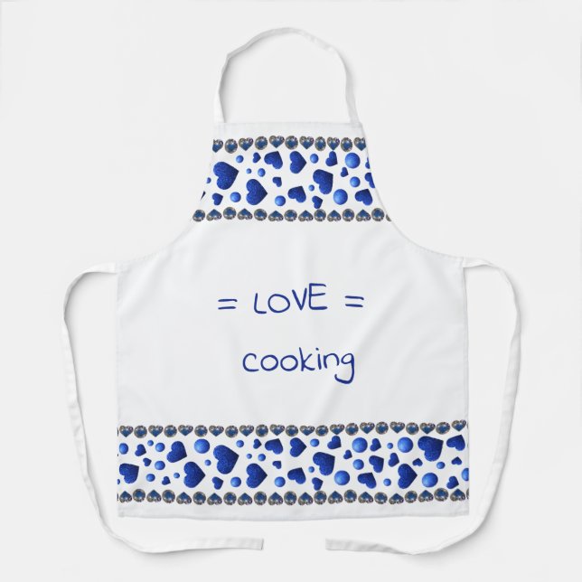 Coeur parties scintillant bleu sur tablier blanc (Recto)