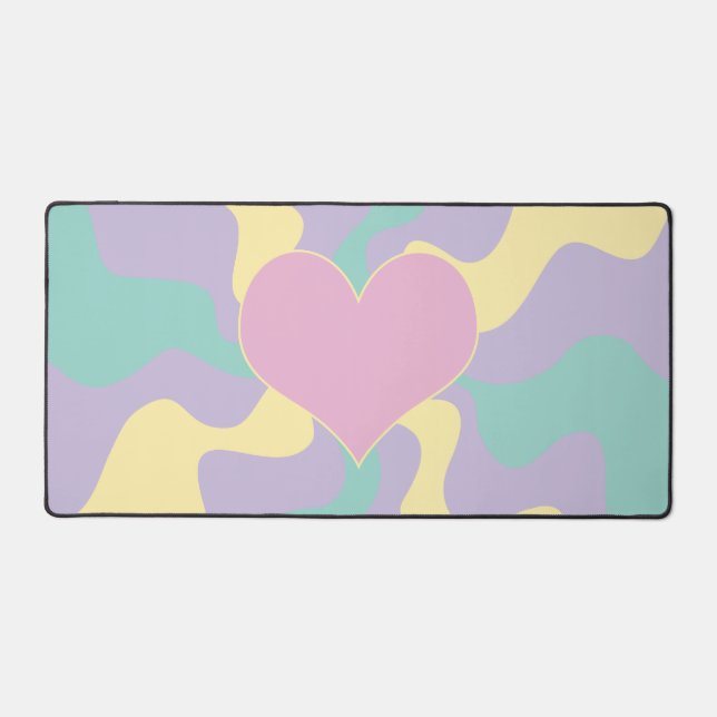 Coeur - Pastel rose, jaune, violet et vert (Recto)