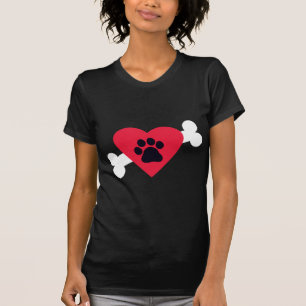 Coeur, Pawprint et T-shirt de conception d'os