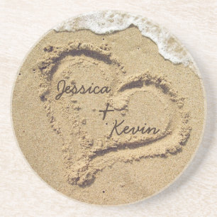 Coeur personnalisé dans les dessous de verre de