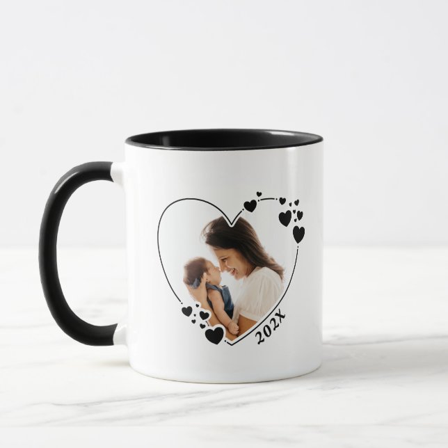 Coeur photo cadre Mug noir (Gauche)