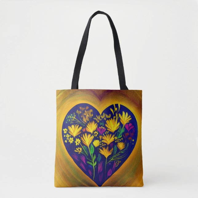 Coeur plein de Sac fourre-tout de fleurs (Devant)