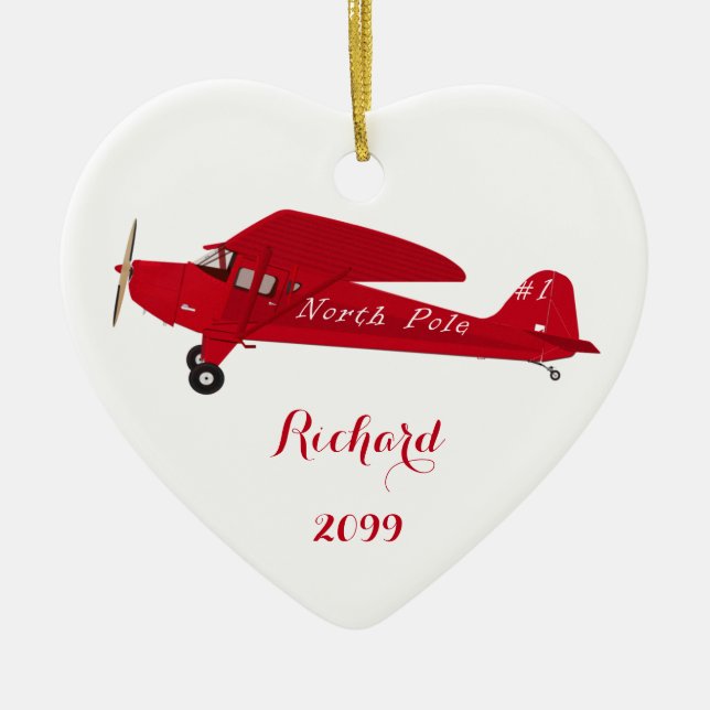 Coeur Pôle Nord Avion Ornement de Noël (Devant)