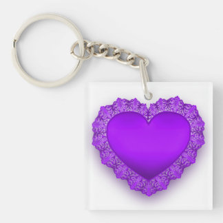 Coeur pourpre de dentelle personnalisable
