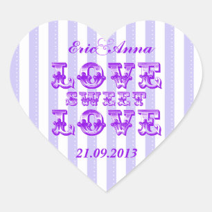 Cœur Purple Candy Stripe LOVE SWEET LOVE sticker