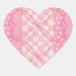 COEUR ROSE BRODÉ Autocollants en forme de coeur