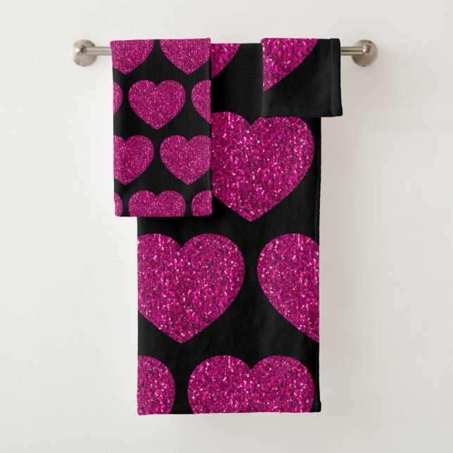Coeur rose chaud faux parties scintillant scintill (En situation)