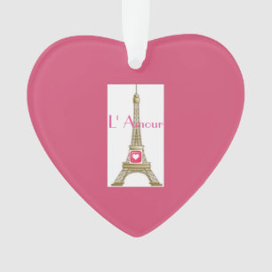Coeur rose chaud Paris Tour Eiffel