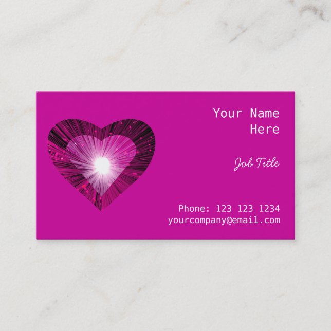Coeur rose "coeur" carte de visite côté rose (Devant)