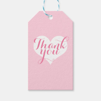 Coeur rose merci les étiquettes cadeaux