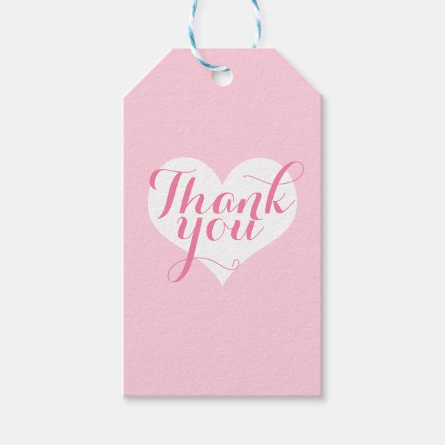 Coeur rose merci les étiquettes cadeaux (Devant)