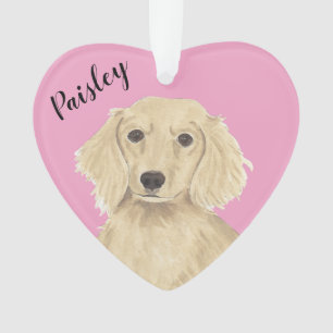 Coeur rose personnalisé Anglais Crème Dachshund